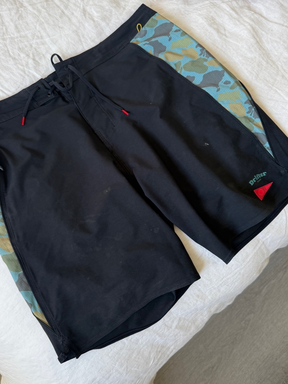 Florence Marine X Men’s Black Swim Trunks with Blue Camo Panels